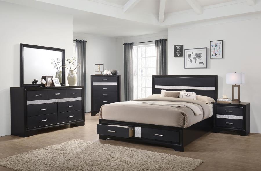 Miranda 51-inch Wood Eastern King Storage Panel Bed Black view 10