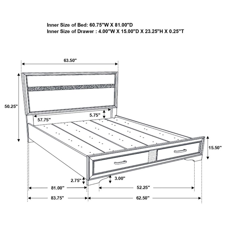 Miranda 51-inch Wood Queen Storage Panel Bed Black view 9