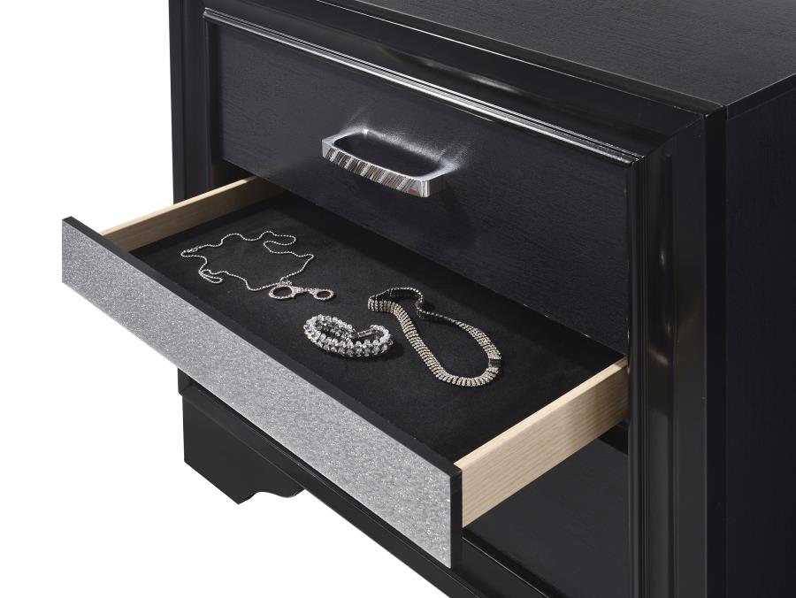 Miranda 3-drawer Nightstand Bedside Table Black view 10