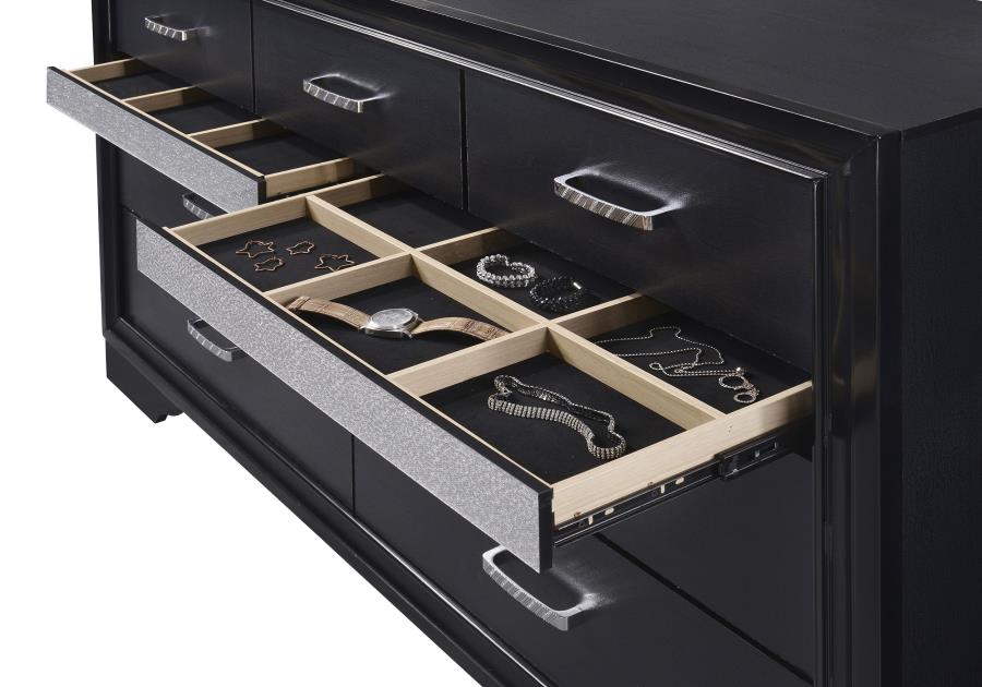 Miranda 7-drawer Dresser with Mirror Black view 10