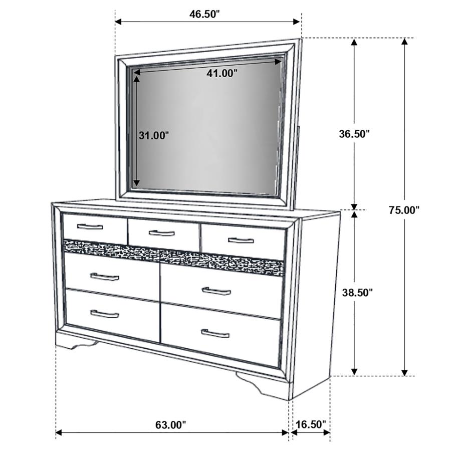 Miranda 7-drawer Dresser with Mirror Black view 12