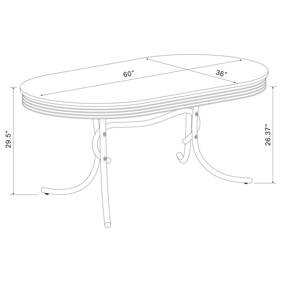 Retro 5-piece Oval Dining Table Set White and Red view 9