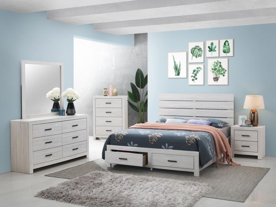 Brantford Wood Queen Storage Panel Bed Coastal White view 8