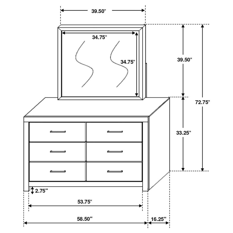 Brantford 6-drawer Dresser with Mirror Coastal White view 12