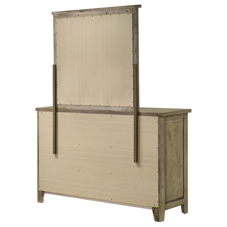 Hazlewood 6-drawer Bedroom Dresser with Mirror Vineyard Oak view 8