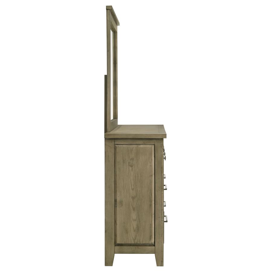Hazlewood 6-drawer Bedroom Dresser with Mirror Vineyard Oak view 9