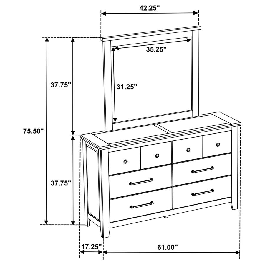 Hazlewood 6-drawer Bedroom Dresser with Mirror Vineyard Oak view 13