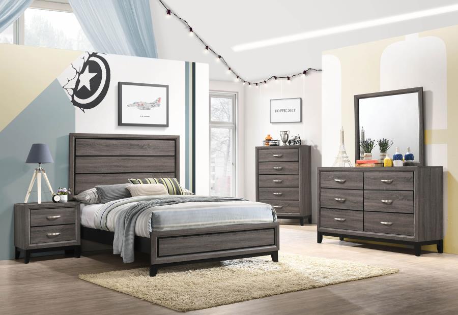 Watson Wood Full Panel Bed Grey Oak view 9