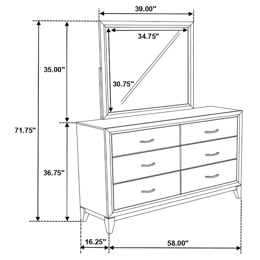 Watson 6-drawer Dresser with Mirror Grey Oak view 12