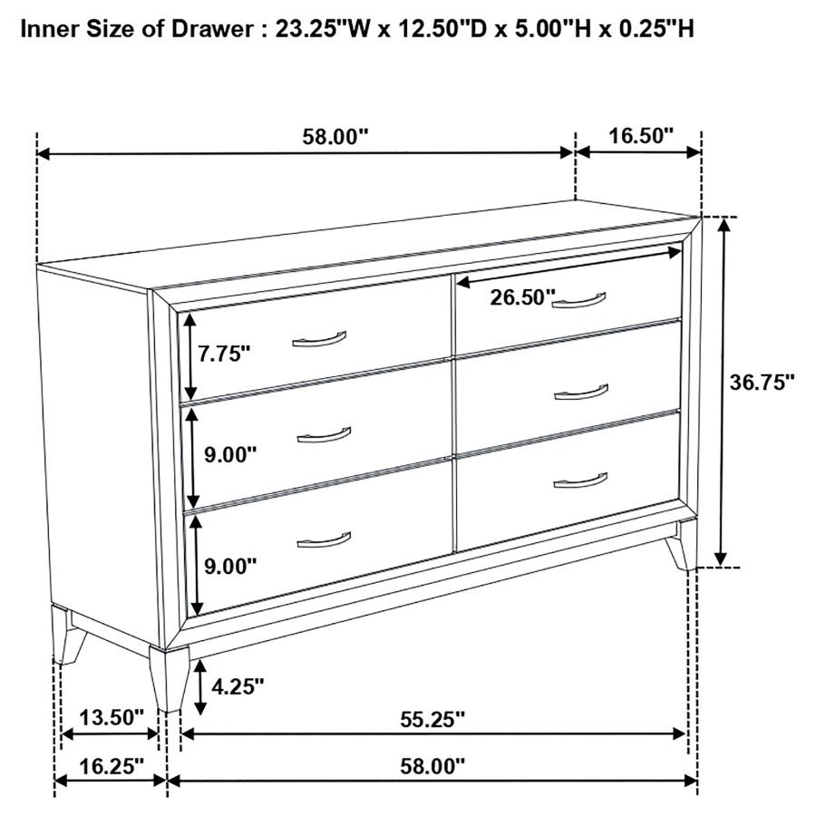 Watson 6-drawer Dresser Grey Oak view 12