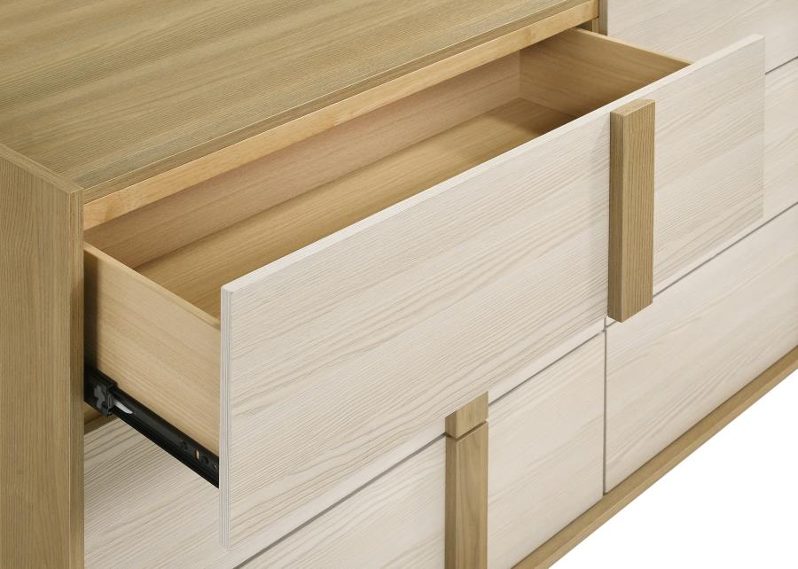 Hyland 6-drawer Dresser with Mirror Natural view 9