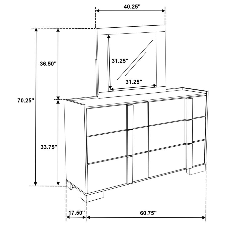 Hyland 6-drawer Dresser with Mirror Natural view 14