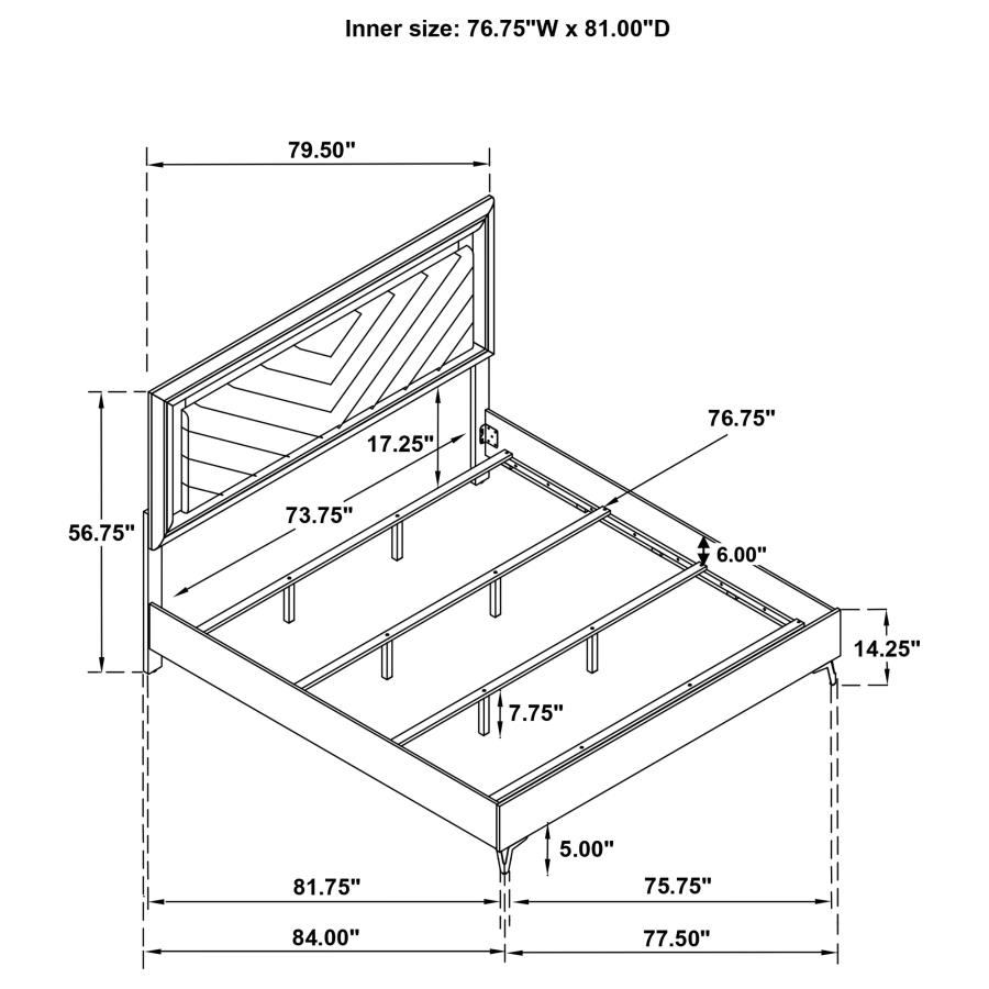 Cassia Eastern King LED Panel Bed White High Gloss view 11