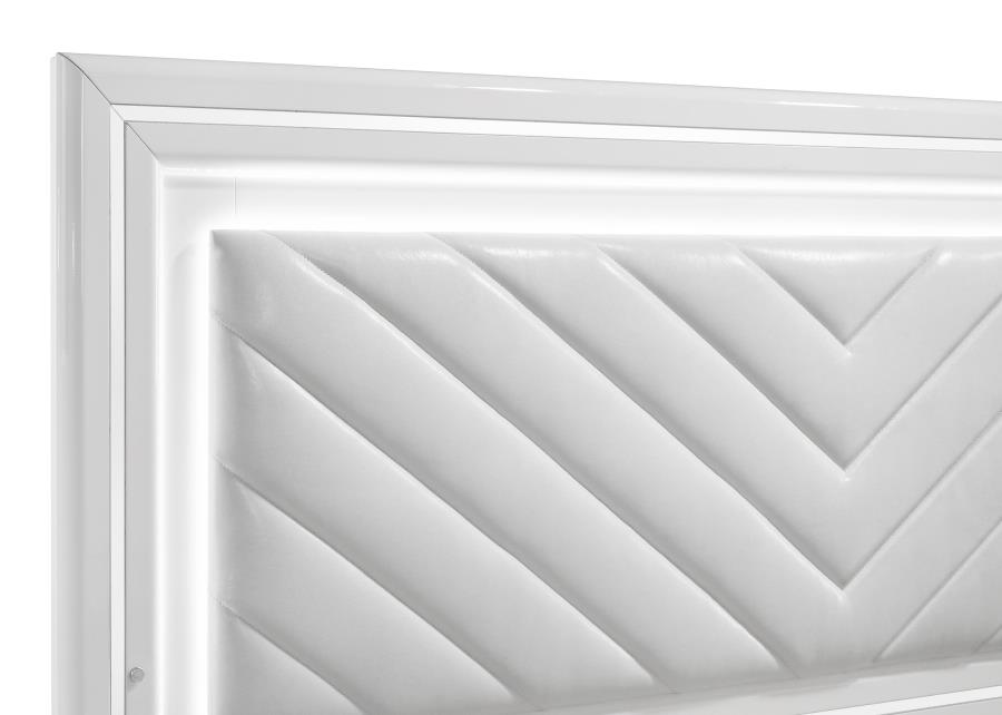 Cassia 4-piece Queen LED Bedroom Set White High Gloss view 11
