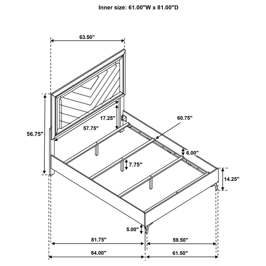 Cassia Queen LED Panel Bed White High Gloss view 11