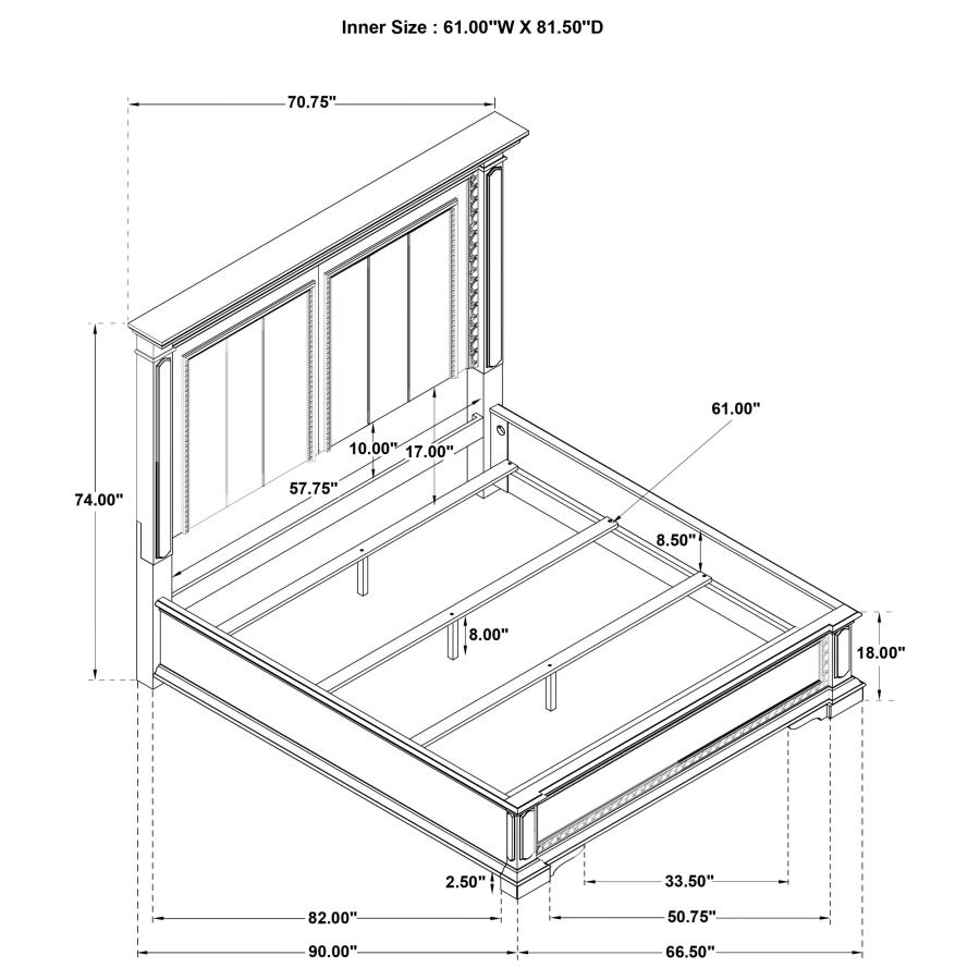 McKinney Queen LED Light Panel Bed Vintage White view 11