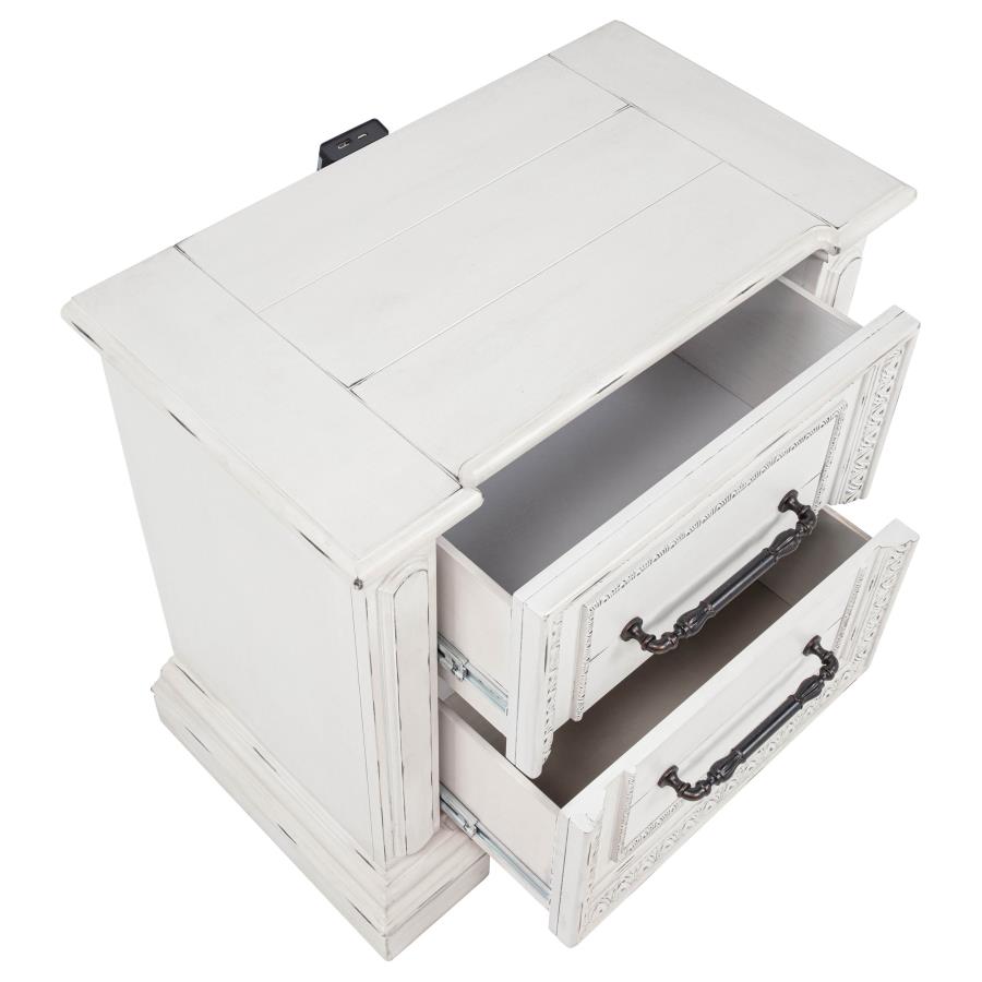 McKinney 2-drawer Nightstand with Dual USB Vintage White view 10