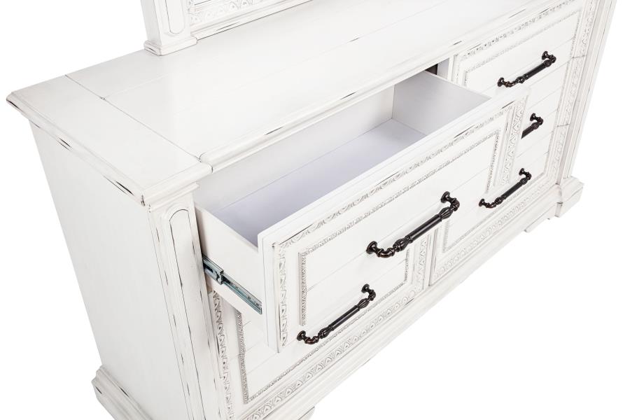 McKinney 6-drawer Bedroom Dresser with Mirror Vintage White view 11