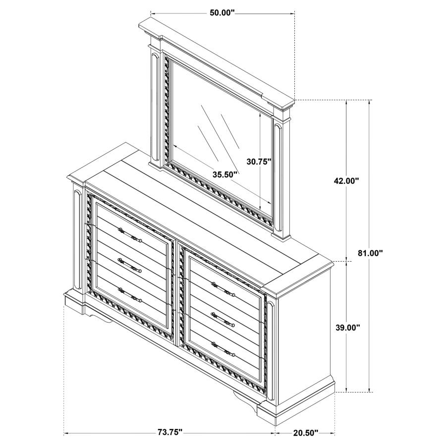 McKinney 6-drawer Bedroom Dresser with Mirror Vintage White view 14