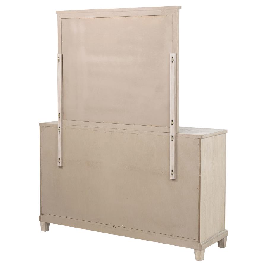 Pembroke 6-drawer Bedroom Dresser with Mirror Washed Oak view 8