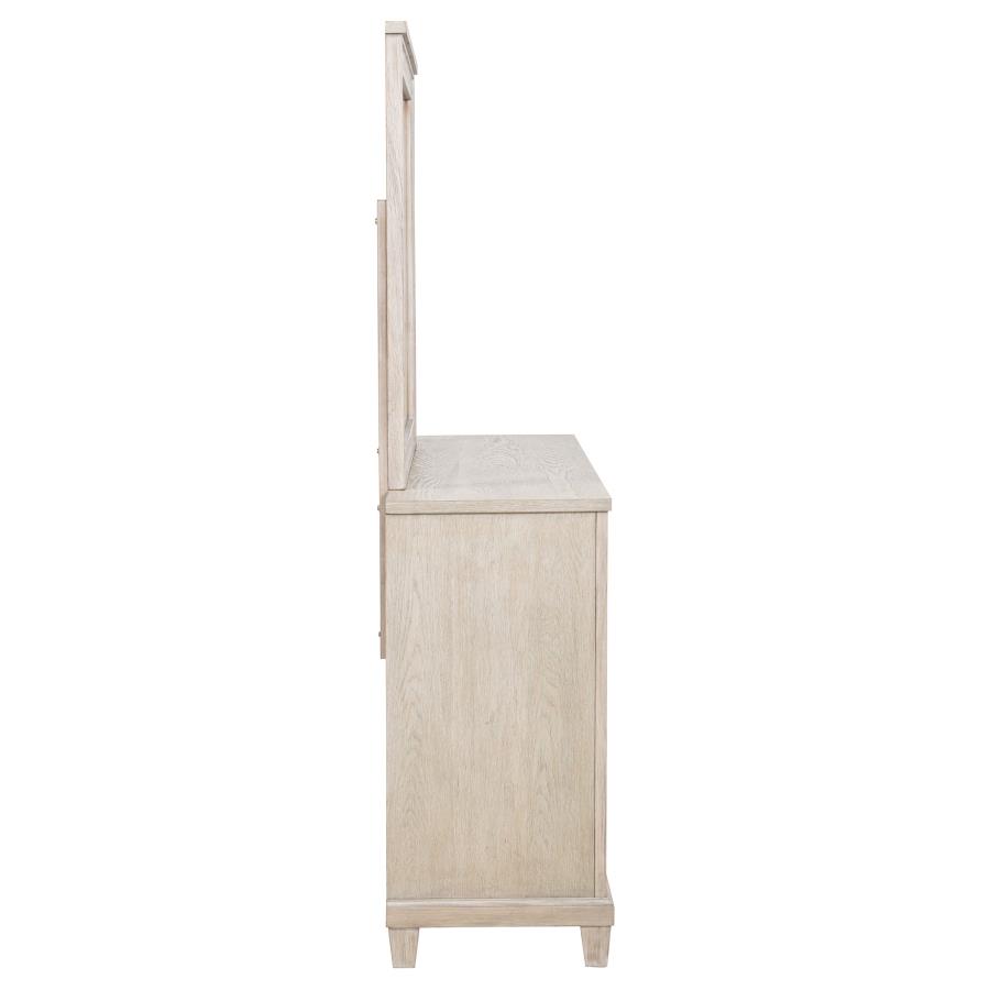 Pembroke 6-drawer Bedroom Dresser with Mirror Washed Oak view 9