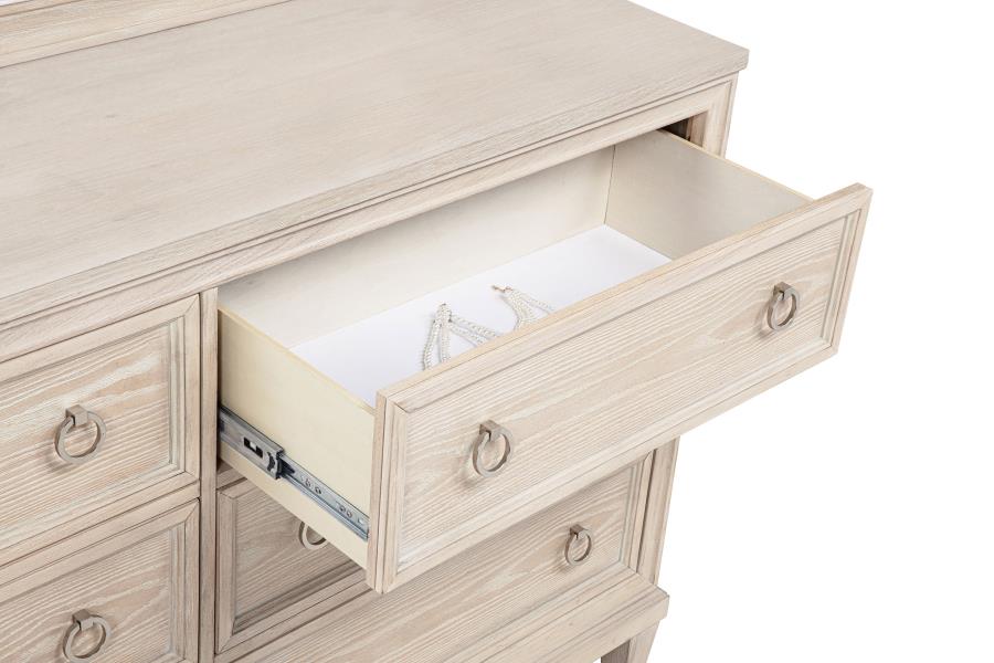 Pembroke 6-drawer Bedroom Dresser with Mirror Washed Oak view 10