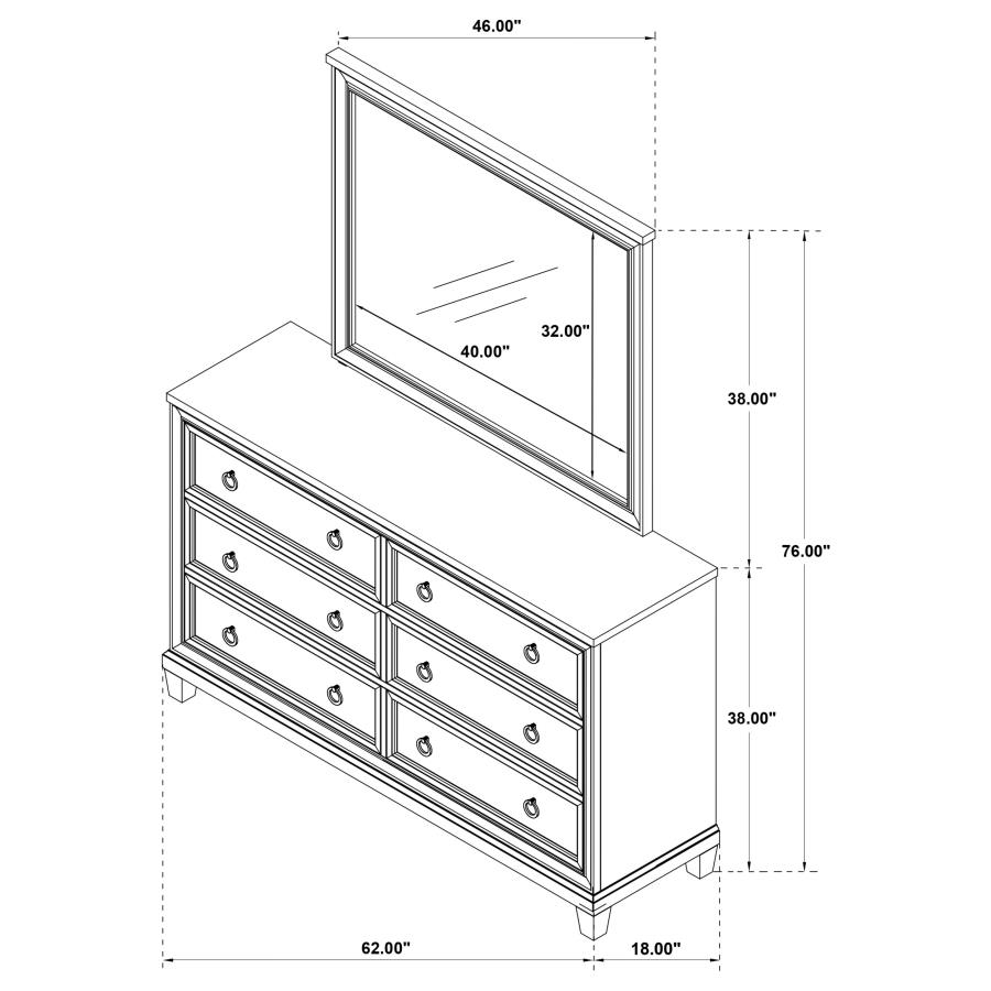 Pembroke 6-drawer Bedroom Dresser with Mirror Washed Oak view 13