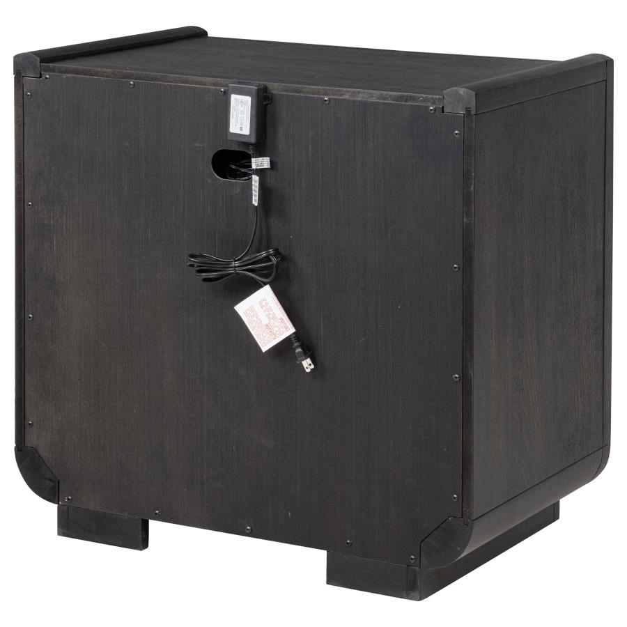 Leandro 2-drawer LED Nightstand with USB Burnished Black view 8