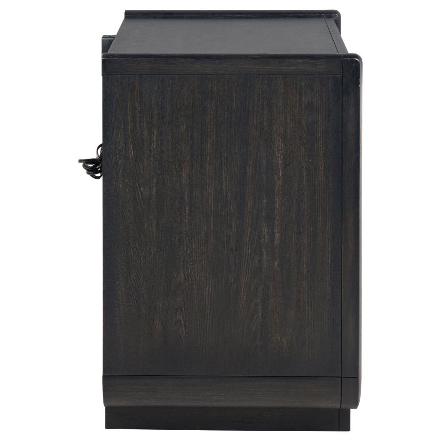 Leandro 2-drawer LED Nightstand with USB Burnished Black view 9