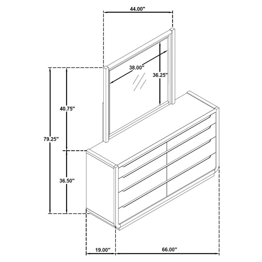 Leandro 8-drawer Bedroom Dresser with Mirror Burnished Black view 12