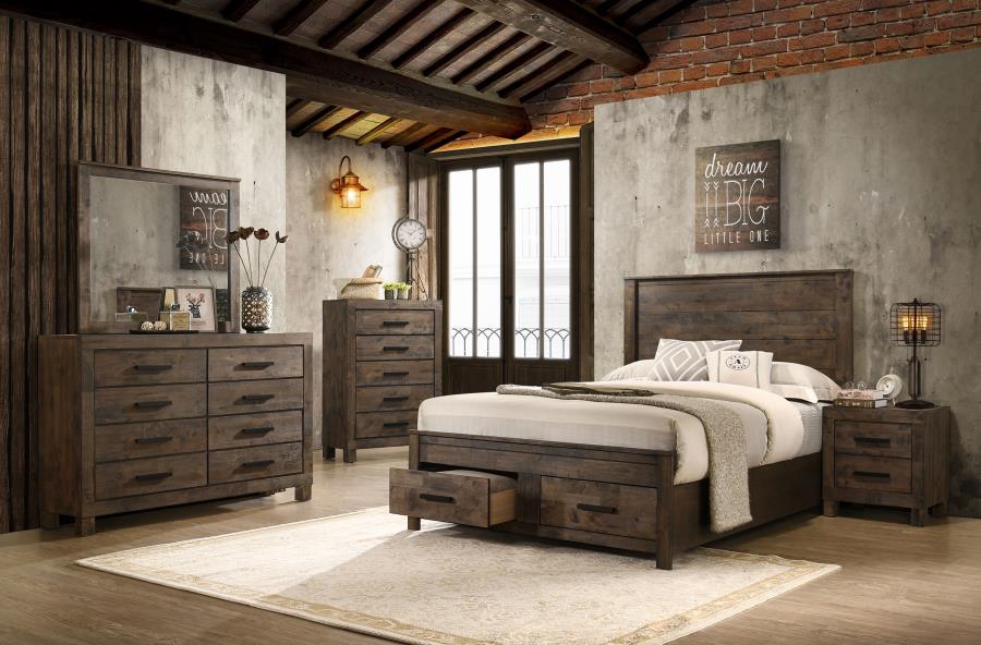 Woodmont Eastern King Storage Bed Rustic Golden Brown view 9