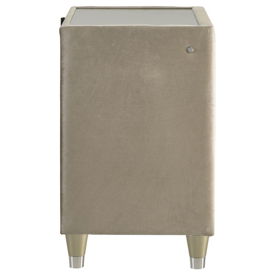 Lorient 2-drawer LED Nightstand with USB Ivory and Camel view 9