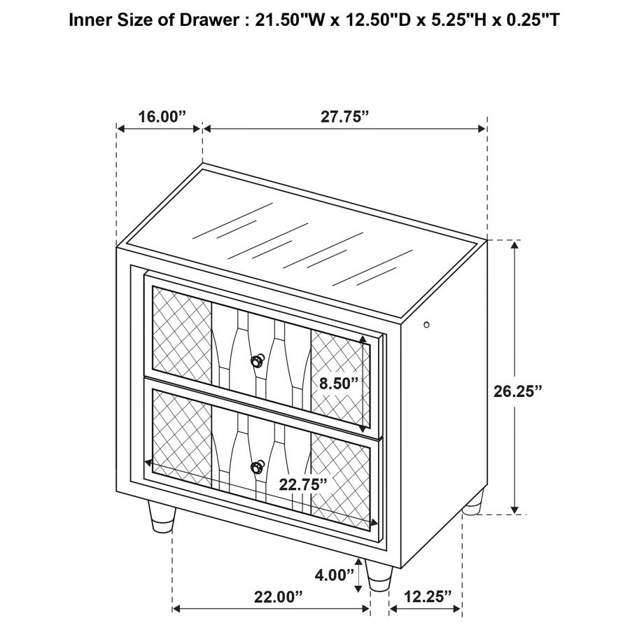 Lorient 2-drawer LED Nightstand with USB Ivory and Camel view 16