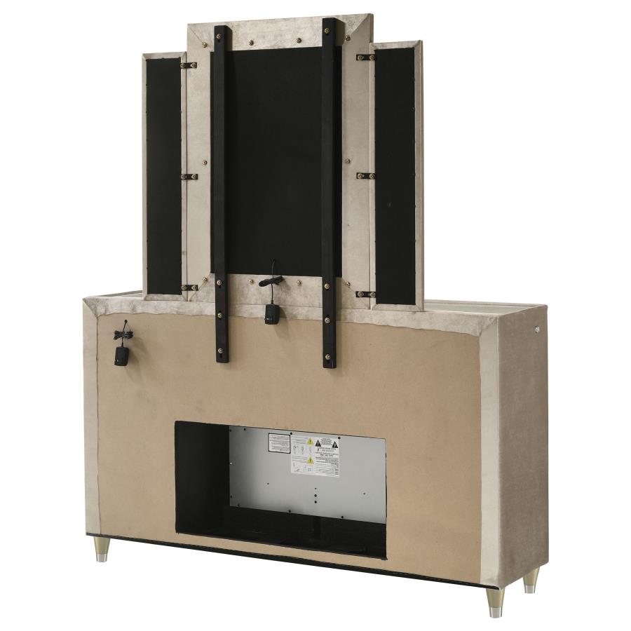 Lorient 8-drawer LED Flame Box Dresser and Mirror Ivory Camel view 8