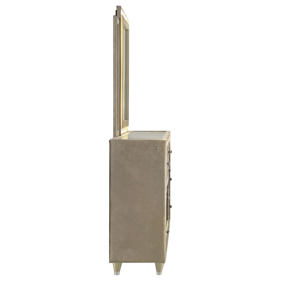 Lorient 8-drawer LED Flame Box Dresser and Mirror Ivory Camel view 9