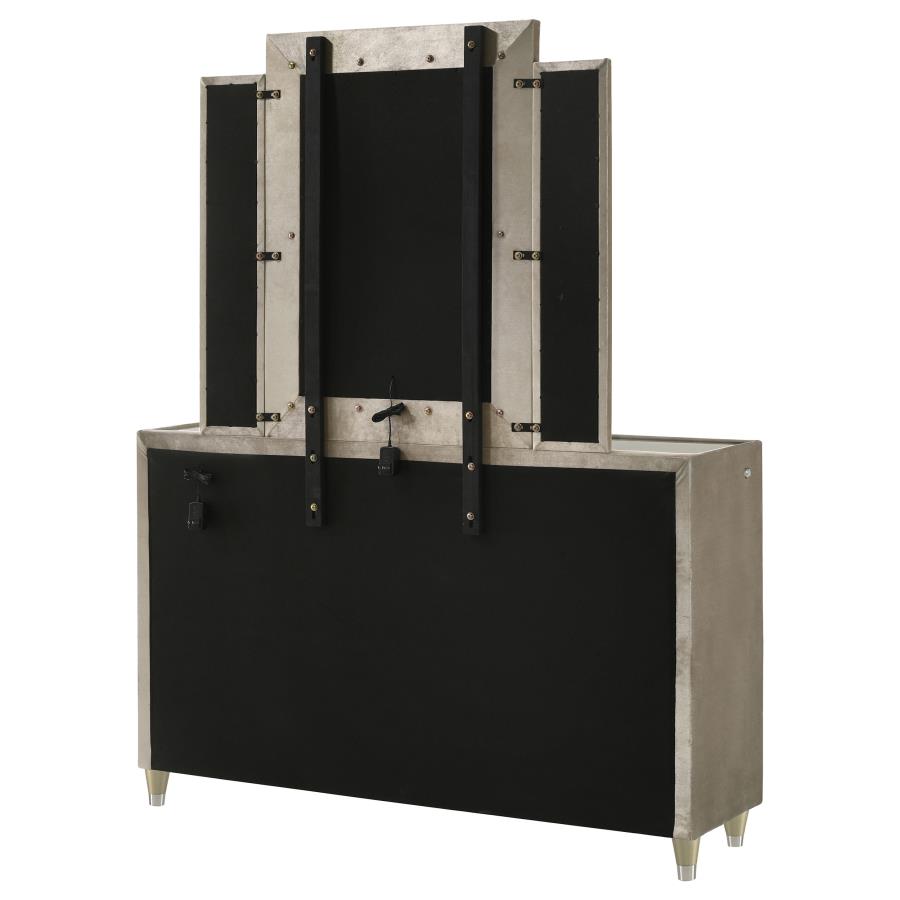 Lorient 8-drawer LED Dresser with Mirror Ivory and Camel view 8