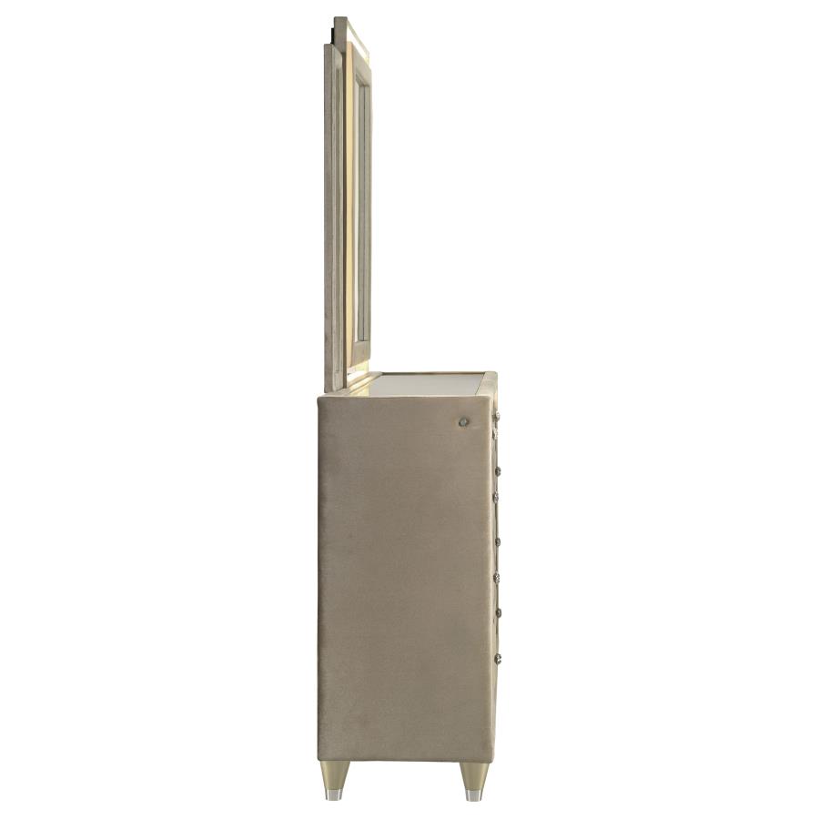 Lorient 8-drawer LED Dresser with Mirror Ivory and Camel view 9