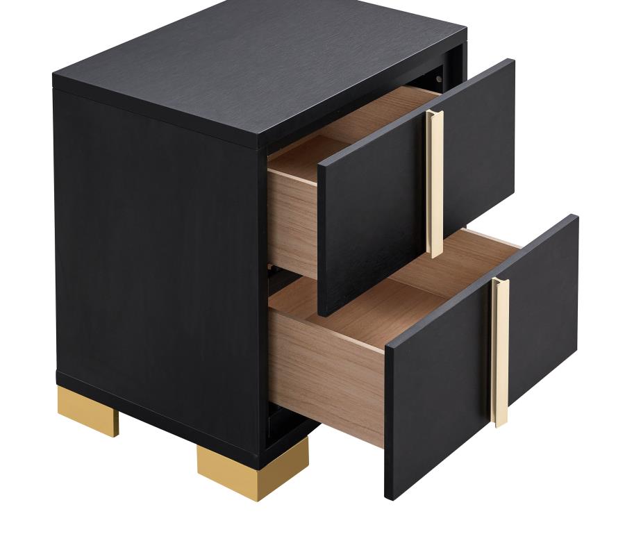 Marceline 2-drawer Nightstand Black view 11