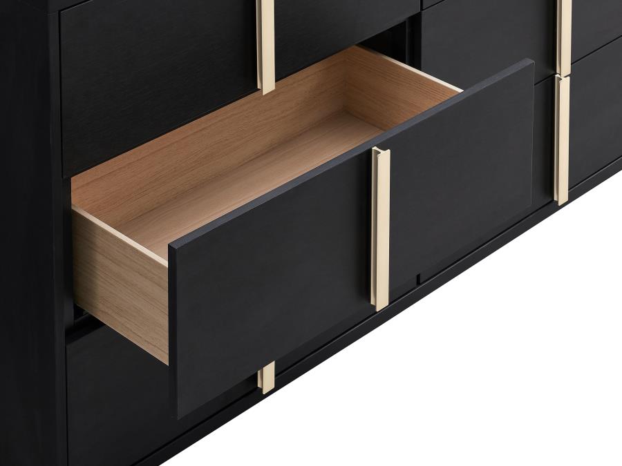 Marceline 6-drawer Dresser with Mirror Black view 9