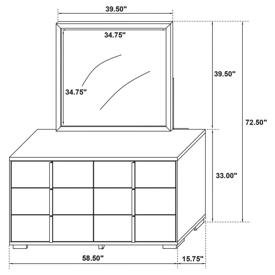 Marceline 6-drawer Dresser with Mirror White view 13