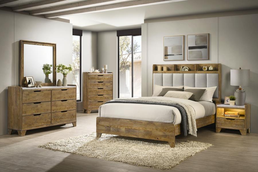 Henderson 6-drawer Bedroom Dresser with Mirror Medium Oak view 13