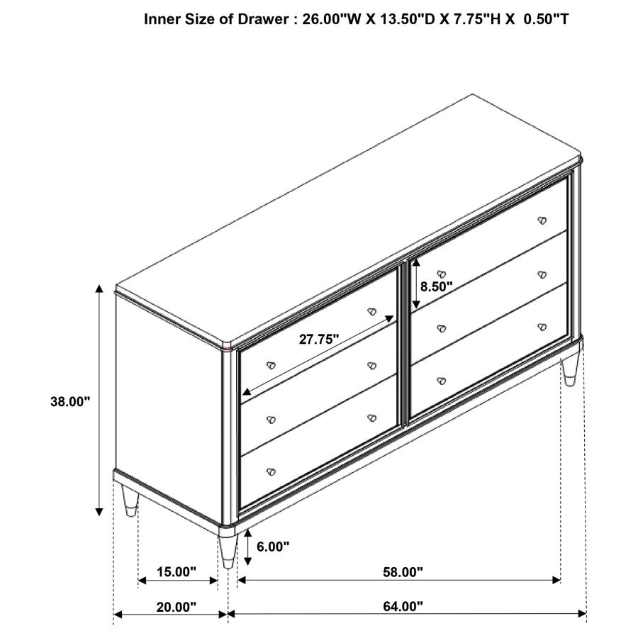 Emberlyn 6-drawer Dresser Brown view 13