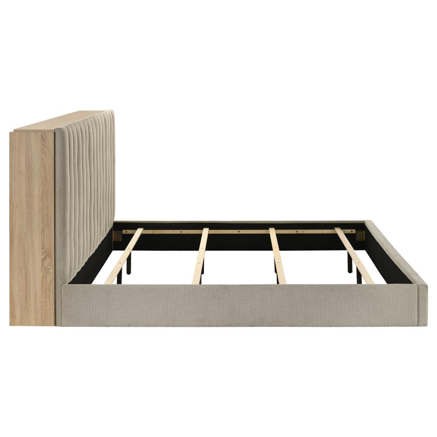 Arielle Eastern King Bookcase Panel Storage Bed Light Oak view 8