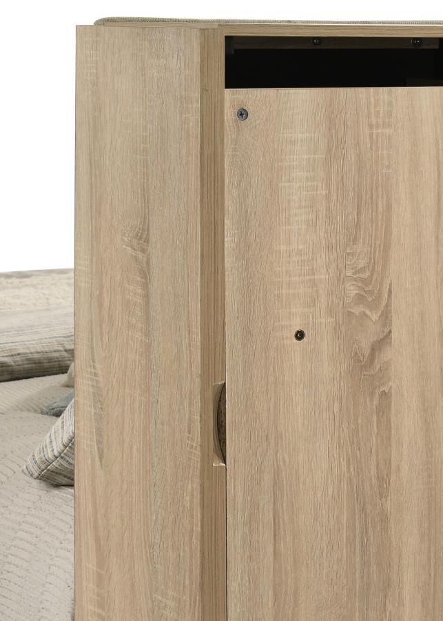 Arielle Queen Bookcase Panel Storage Bed Light Oak view 10