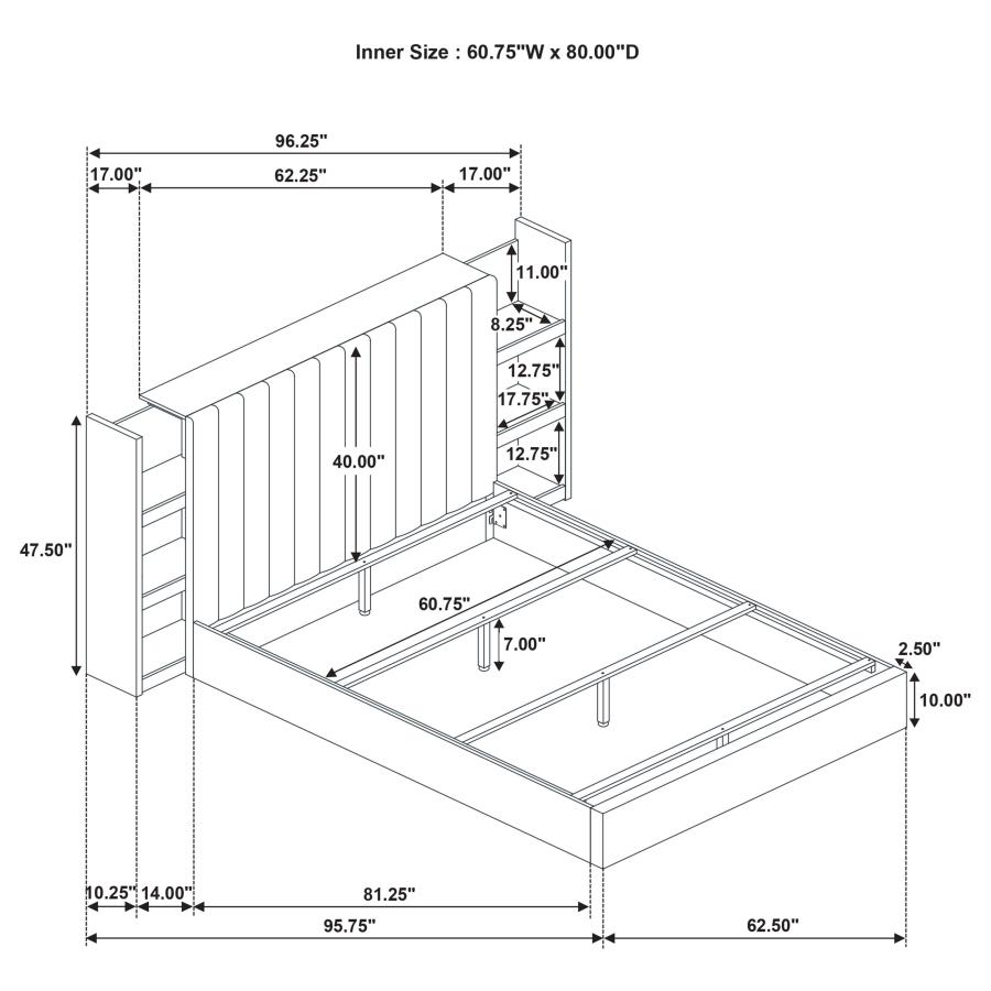 Arielle Queen Bookcase Panel Storage Bed Light Oak view 14