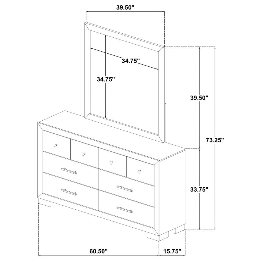 Arielle 6-drawer Bedroom Dresser with Mirror Light Oak view 11