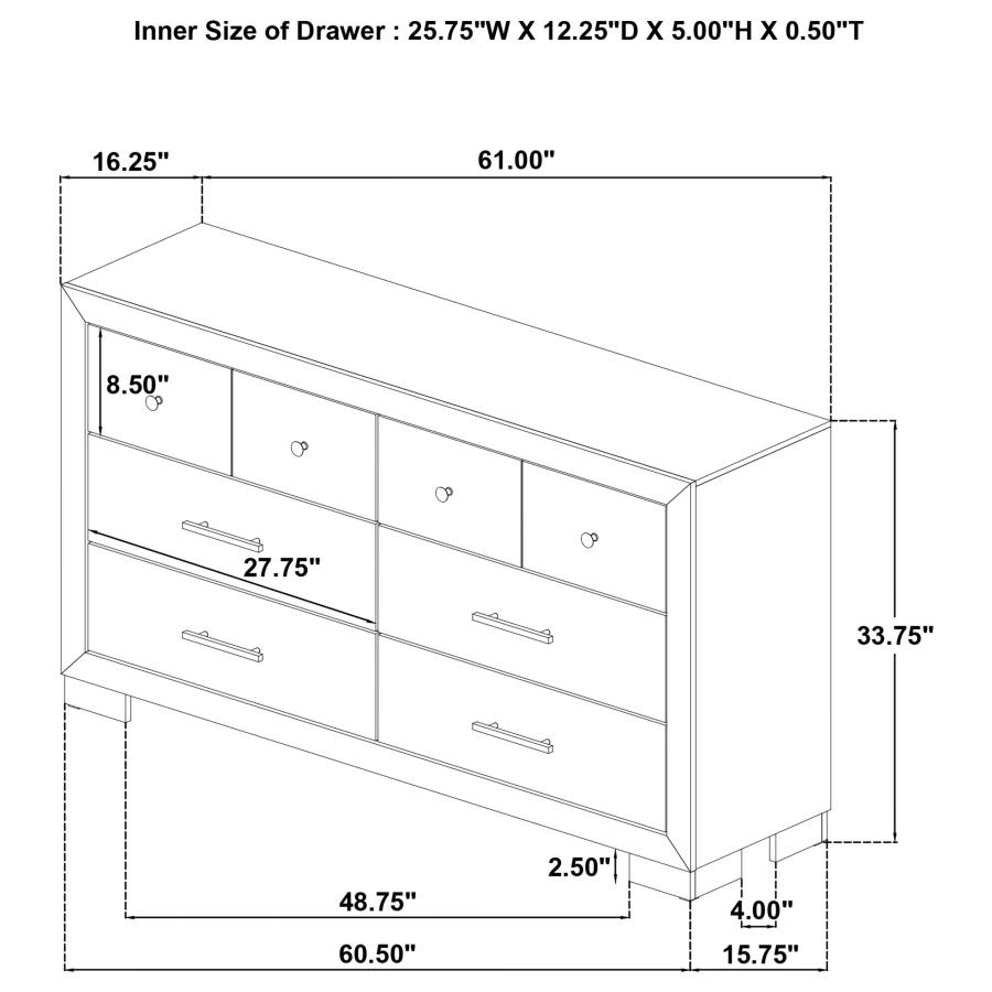 Arielle 6-drawer Bedroom Dresser Cabinet Light Oak view 11