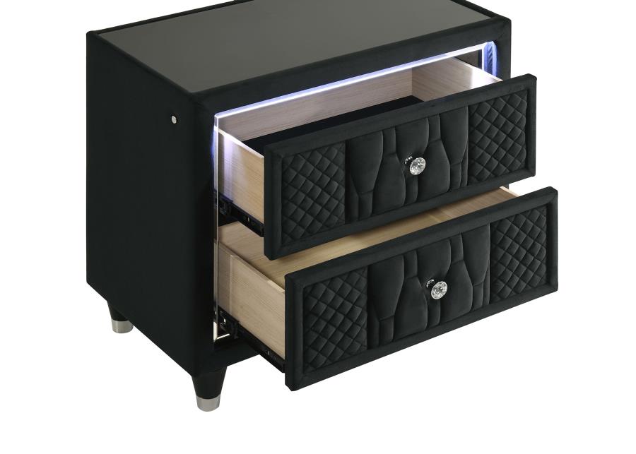 Lorient 2-drawer LED Nightstand with USB Black view 10