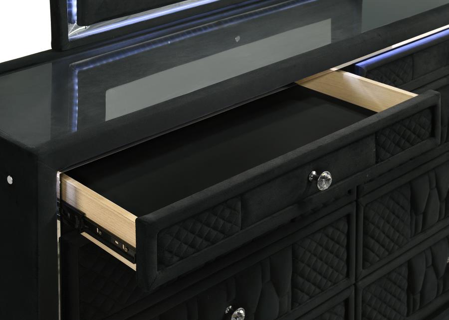 Lorient 8-drawer LED Bedroom Dresser Cabinet Black view 11