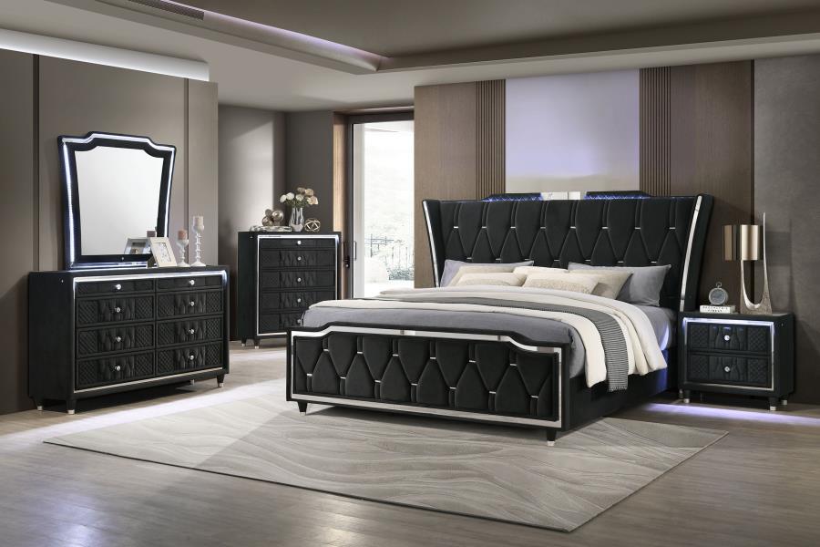 Lorient 8-drawer LED Bedroom Dresser Cabinet Black view 14